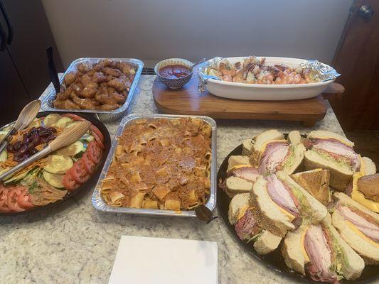 sandwich platter on the right and all the rest except shrimp.