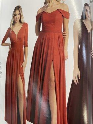 Terracota bridesmaids dress. Simple elegance