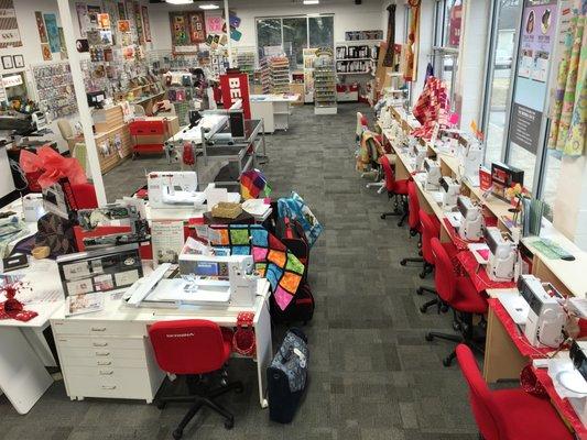 Full line of BERNINA sewing and embroidery machines.