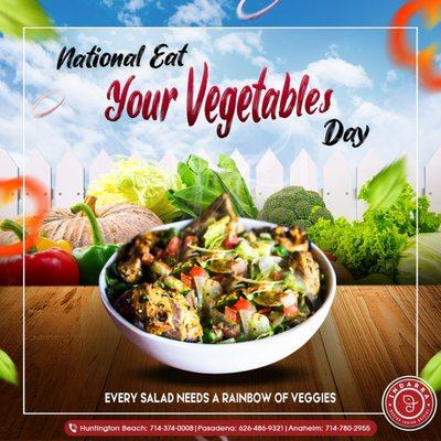 On National Eat Your Vegetables Day, we should make a commitment to eat more green and leafy vegetables in order to stay healthy.