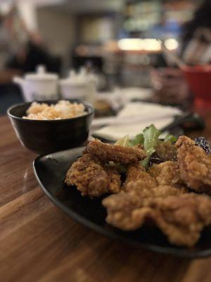 Fried chicken and steamed rice