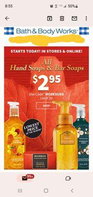 Hand Soaps & Bar Soaps Sale Today!  8/18/2023