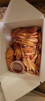 Kids chicken tenders and fries