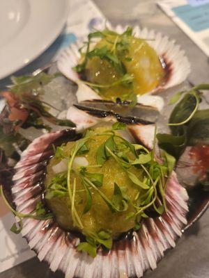 Bay scallop with mint cucumber