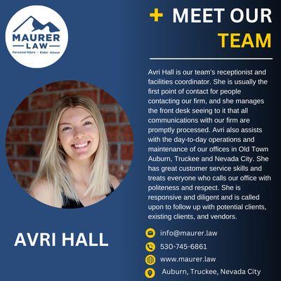 Meet our team member Avri Hall.