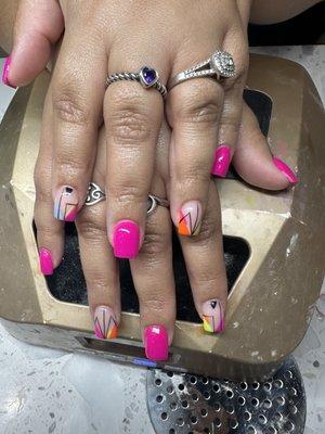 Full set acrylic with design gel color