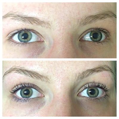 Before & after my lash perm and tint.