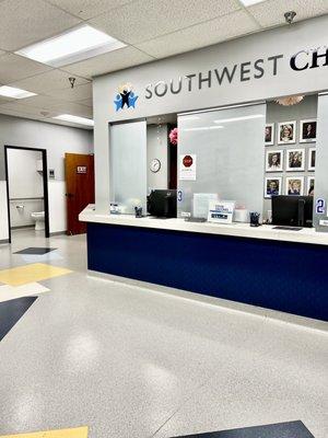 Check in desk at Southwest Childrens Center