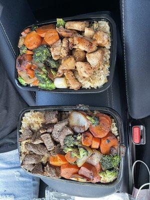 Chicken and steak hibachi