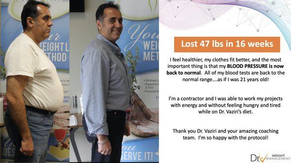 Robin lost 47 lbs in 16 weeks and his blood pressure is back to the normal range!