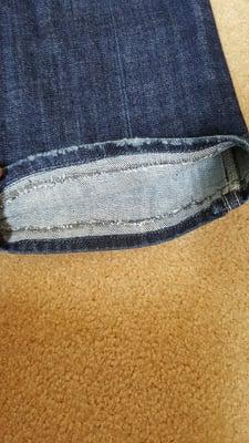 Inside of jeans, original hem