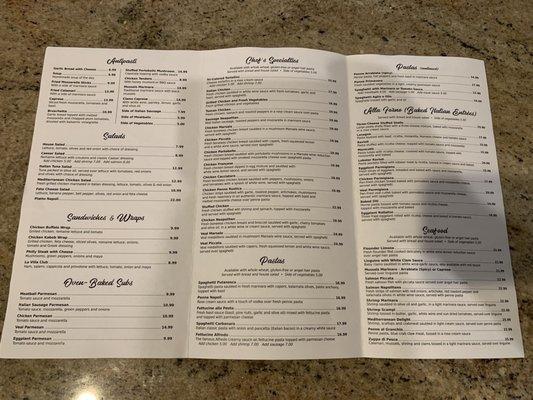 Take Out Menu side 2