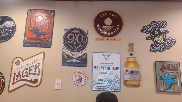 Beer signs on wall