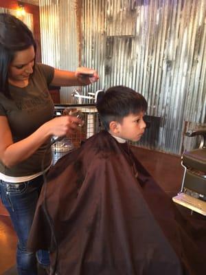 Angel is with sweet Marie :) he enjoys the haircut