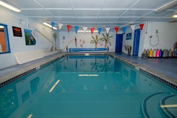 Our in-door, heated pool is the largest, deepest, and most comfortable SCUBA training pool in Austin.