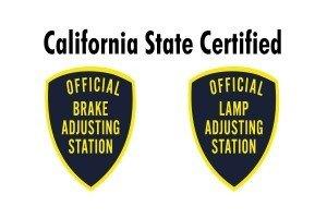 We are California-Certified Brake and Lamp Adjusting Station