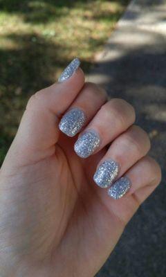 Pretty nails I got for my best friend's upcoming wedding! We did acrylics with silver powder and I LOVE them!