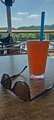 Peach bellini with a view