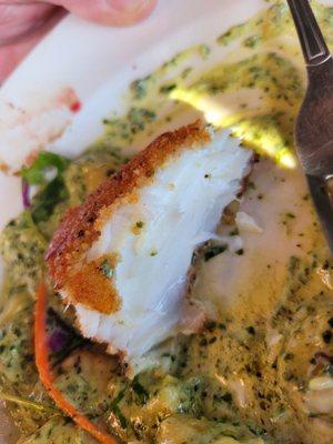 Halibut with pesto gnocchi