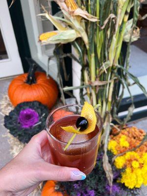 The Moxie: rye whiskey, cynar, chipotle, bitters