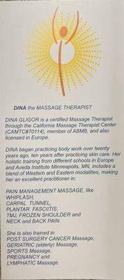 Dina the massage therapist