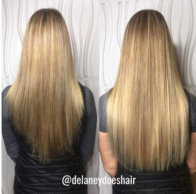 Hair color and extensions by Delaney to add thickness and fullness