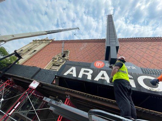 Masonry work done on Aragon Ballroom