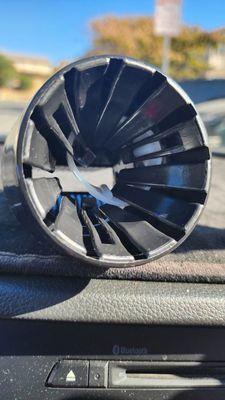 This is the underside of the blowdryer comb where the part is faulty.