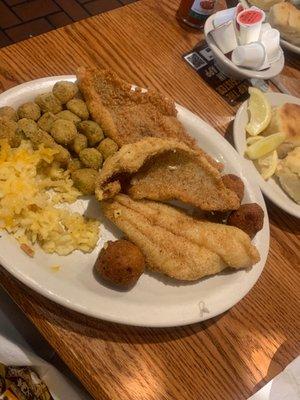 Fried Okra Hashbrown Casserole Turnip Greens Buttermilk Biscuits Fried fish