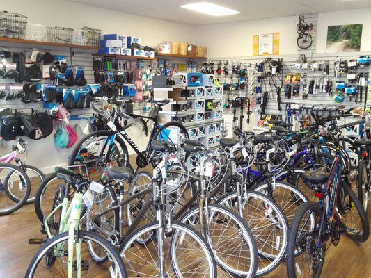 Helmets, seats, locks mirrors, and all biking needs in one stop.