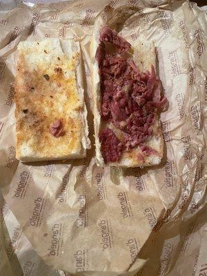 Pastrami and Swiss? Very disappointed. Where is the cheese and very little pastrami.