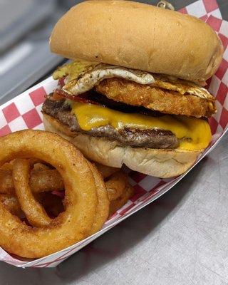 BNE Burger w/ Onion Rings