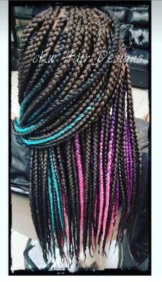 Box Braids with accenting colors