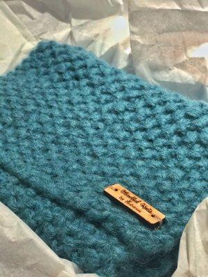 Knitted scarf (seeded stitch, 100% alpaca wool)