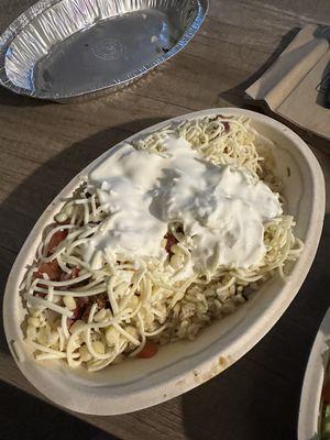 A soaking wet burrito bowl