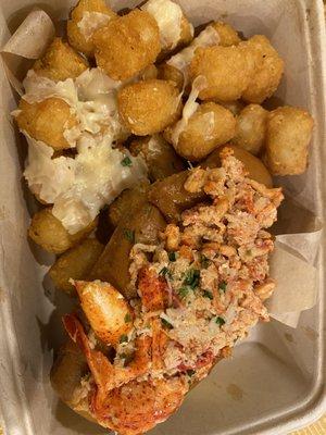 Lobster roll and truffle tots.