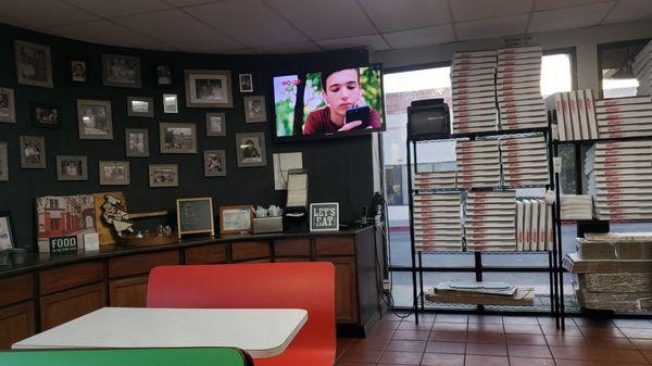 Interior west side view of Tony's Pizza... 49+ years of wonderful memories on the wall!