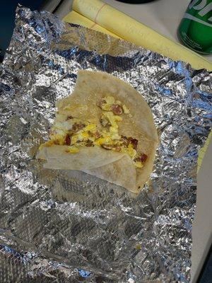 Bacon, egg, cheese taquito.