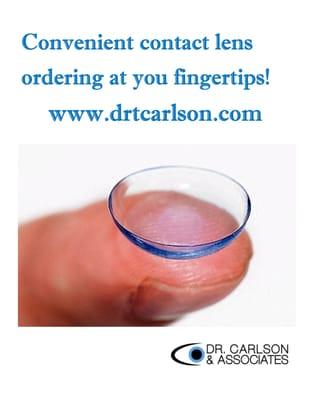 To order contacts online go to www.drtcarlson.com