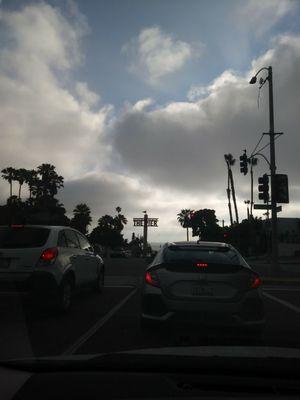 Before getting to the parking lot you see the pier