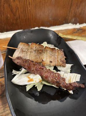 beef & pork belly yakitori