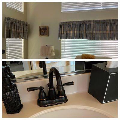 Blinds and faucet.