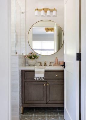 Guest bathroom, with a Spanish-modern flare