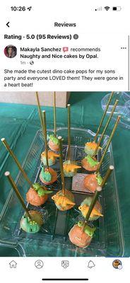 Dino cake pops !! Love reviews