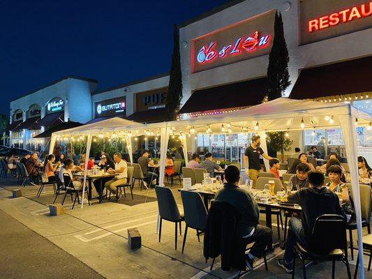 Night time outdoor dining