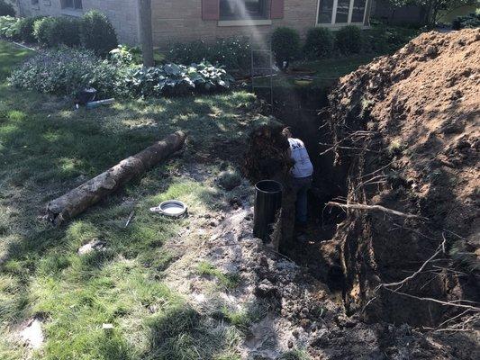 Excavating the old Well and connecting it to the house.