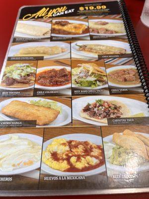 This is the all you can eat menu it is a Fair fair price for the great food you get