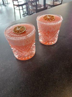 A special request for a customer. Blended strawberry Margarita