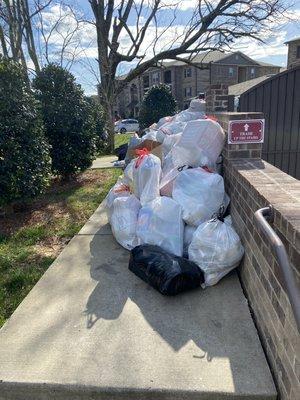 This is the usual dumpster area at least 2 times a month and nothing is done for 3-4 days.