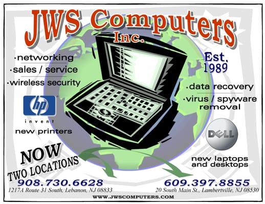 JWS Computers Inc., has (2) two convenient locations for all your computer and networking needs for both home and business